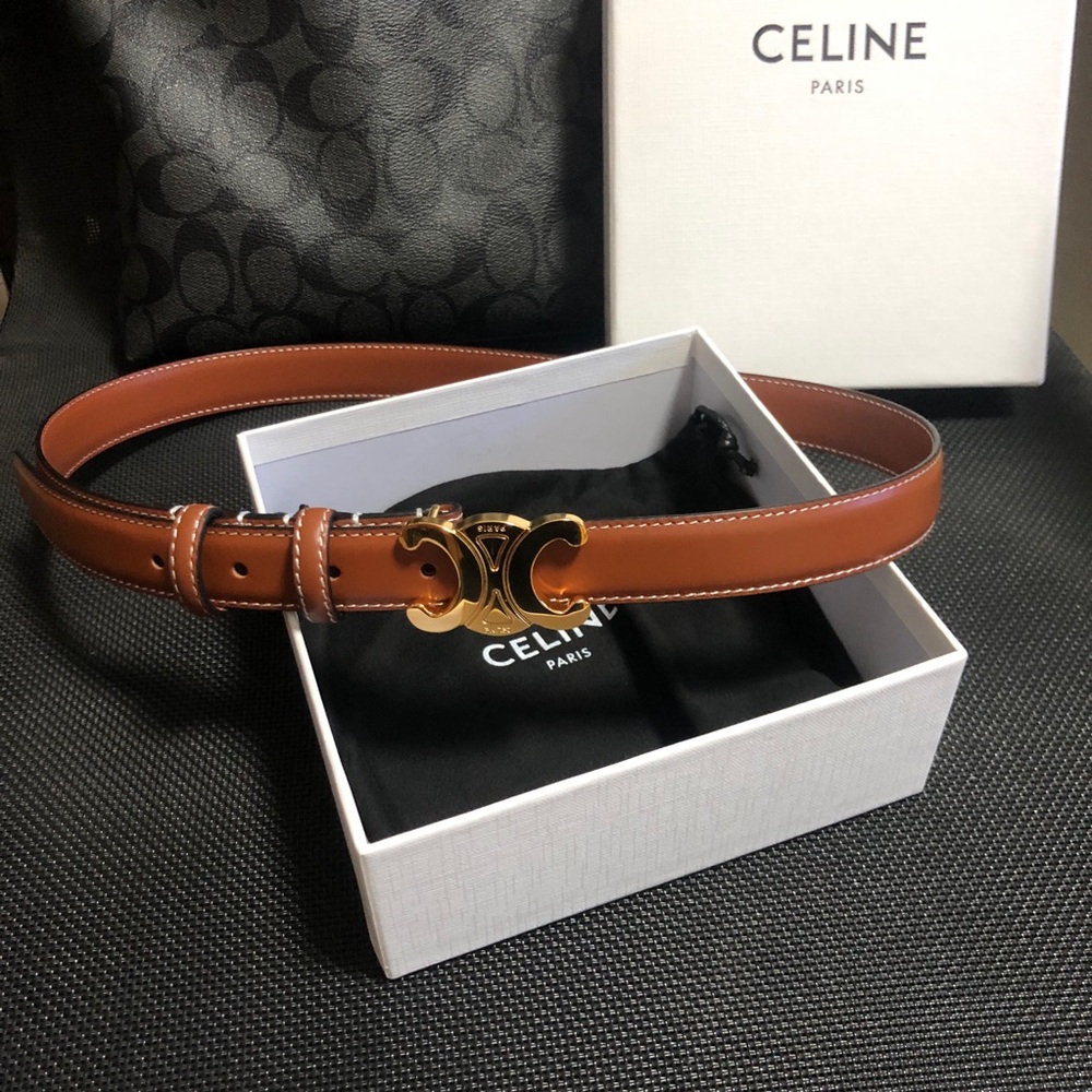 💫 Celine Brown Leather Belt-80cm/32in💖